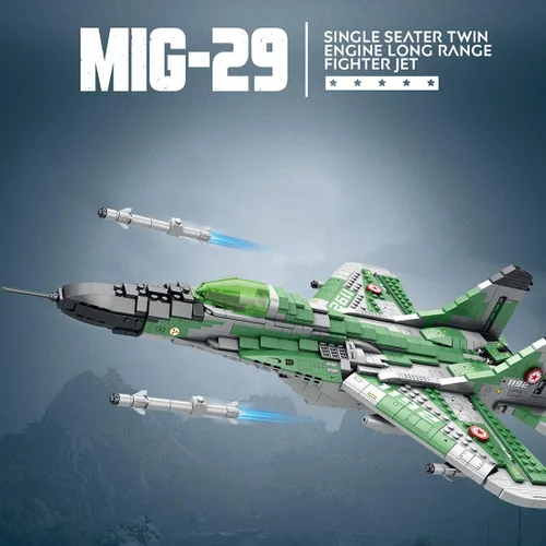 Vista 2 de Technic MIG-29 Fighter Jet Kit de construcción, juego de bloques de construcción de la serie militar, compatible con Lego (1387PCS)