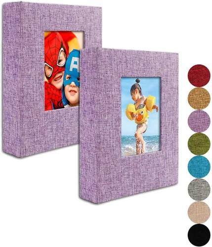 GPIRAL Álbum de fotos pequeño de 5 x 7 pulgadas, 2 unidades, cada 26 páginas transparentes con capacidad para 52 imágenes. Álbum para fotos de 5 x