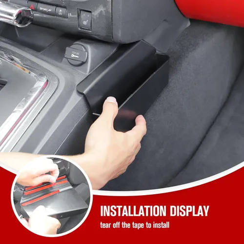 Vista 3 de JeCar Bandeja de almacenamiento para palanca de cambios Caja de almacenamiento organizadora Accesorios interiores Compatible con Dodge Challenger
