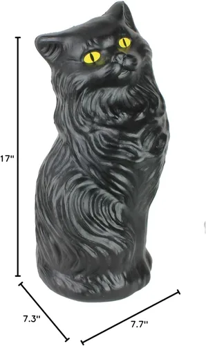 Vista 5 de Banco negro para gatos de Halloween de 17" con ojos amarillos