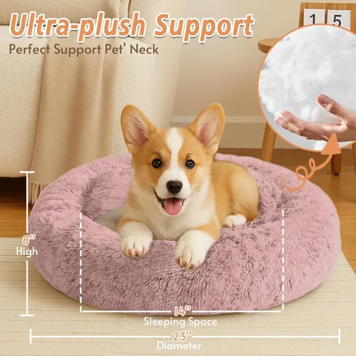 Vista 120 de JOLLYVOGUE Cama Calmante para Perros Pequeños - Cama para Perros Pequeños en Forma de Dona Lavable de 23 Pulgadas para Gatitos y Cachorros, Camas