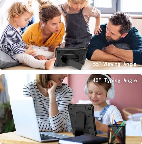 Vista 4 de Funda para tablet Yaxa Fire 7 (12ª generación, lanzada en 2022) – Funda protectora híbrida resistente con soporte + 1 protector de pantalla y 1