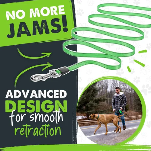 Vista 4 de Correa retráctil Mighty Paw con soporte incorporado para bolsas de excremento Correa retráctil para perros de 16' de largo para perros pequeños