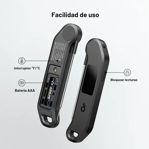 Vista 9 de Termómetro digital profesional para carne, lectura instantánea de 1 segundo, precisión de ± 0.5 ℉, termómetro de alimentos certificado NIST y NSF