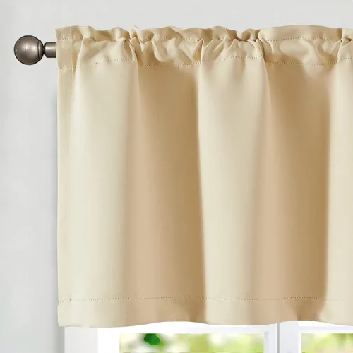 Vista 26 de jinchan Cortina de cenefa geométrica con amarre para cocina, sala de estar, estampado de hojas de helechos, filtro de luz, cortinas de ventana