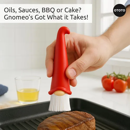 Vista 6 de OTOTO Gnomeo - Cepillo de repostería – Cepillo de silicona para cocinar, aceite para untar salsa de mantequilla para barbacoa, parrilla, hornear