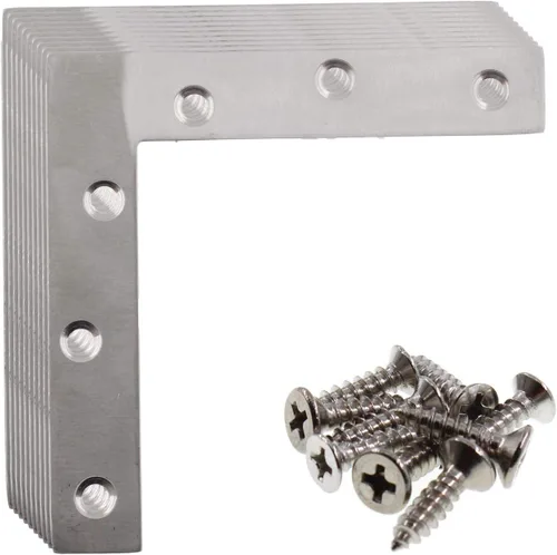 Vista 10 de Soporte de Esquina en Forma de L de Acero Inoxidable para Madera, Soporte de Unión para Estantes, Muebles y Gabinetes 10Pack (60x60mm)