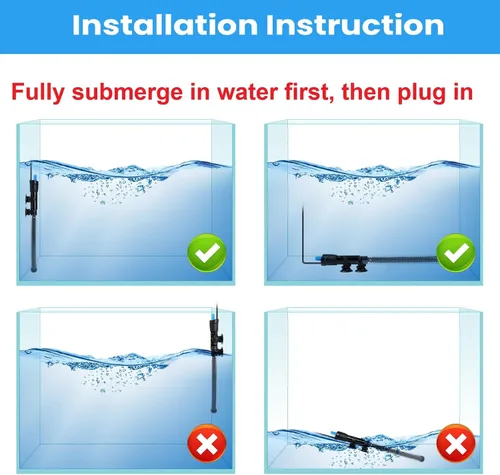 Vista 4 de AQUANEAT Calentador de acuario, calentador de tanque de peces de 25 W, termostato de agua sumergible ajustable con termómetro