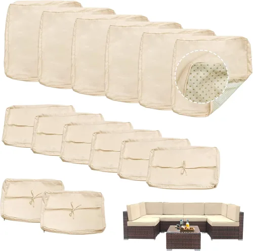 14 fundas de repuesto para cojines de patio al aire libre, fundas de cojín para exteriores, resistentes al agua, fundas de cojín para muebles de