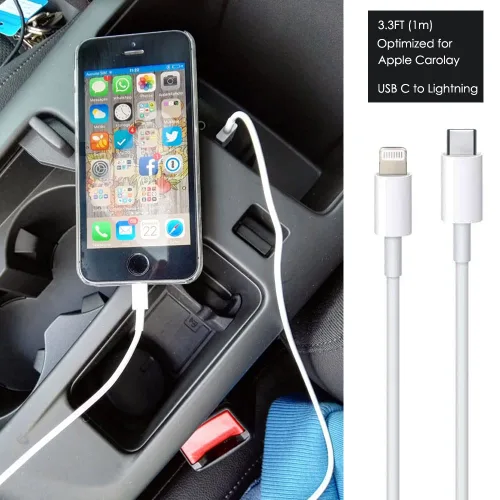 Vista 3 de Cable de Apple CarPlay para automóvil, cable USB C a Lightning para iPhone 14, 14 Pro Max, 13, Plus, SE 2nd/12/11/Xs/XR, iPad 4/5/6/7/8, Mini
