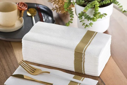 Vista 2 de Toallas de mano desechables Servilletas de papel decorativas de tacto de lino Toallas de papel desechables suaves y absorbentes para cocina