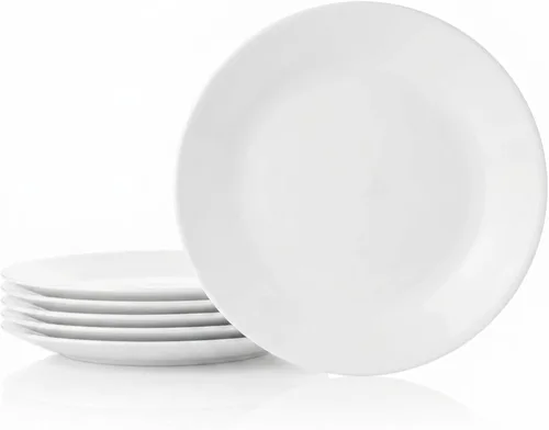 Corelle Vitrelle - Juego de 6 platos para ensalada y aperitivos, vidrio de triple capa y resistente a las astillas, platos redondos ligeros de 6 3/4