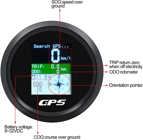 Vista 3 de KAOLALI Velocímetro GPS para embarcaciones de 85 mm, velocímetro GPS, odómetro, medidor de velocidad digital, impermeable, mph, nudos y km/h