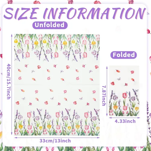 Vista 4 de Zonon 200 servilletas de papel decorativas florales para invitados, acuarela, tulipán, baño, servilletas de papel desechables decorativas