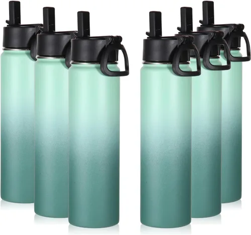 Vista 20 de Volhoply Botella de agua aislada de 24 onzas con tapa con popote, botellas deportivas de boca ancha de acero inoxidable con asa, tazas de vacío