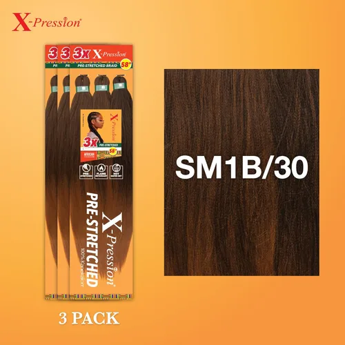 Vista 60 de Sensationnel X-Pression - Trenzas prestiradas, 3 unidades, 58 pulgadas, paquete de 1 unidad, 1B