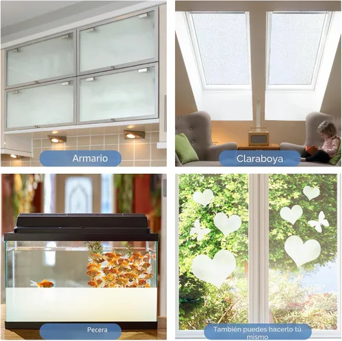 Vista 9 de HIDBEA Película de Privacidad para Ventana, Película Decorativa de Adhesión Estática, Película Esmerilada No Adhesiva con Control de Calor y Bloqueo
