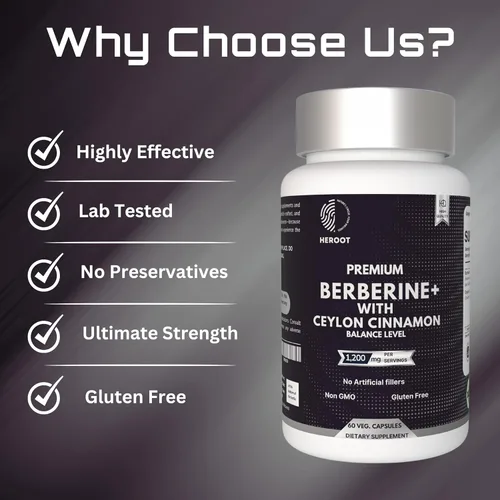 Vista 7 de Berberina prémium con cápsulas de canela de Ceilán, 60 unidades, vegetariana, sin OMG, sin gluten, certificada orgánica