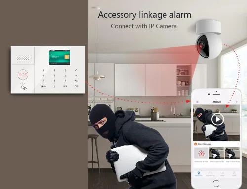 Vista 8 de Sistema de alarma de seguridad inteligente inalámbrico para el hogar, kit de alarma para el hogar WiFi/4G/3G/GSM con sirena, sensor de movimiento