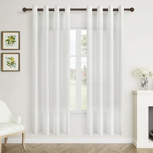 Vista 66 de Aersas Cortinas de lino negro para dormitorio de 63 pulgadas de largo, 2 paneles de privacidad, eficiencia energética, semitransparentes, cortinas