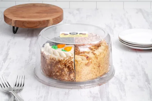 Vista 7 de Our Specialty Pastel variado de doble capa de 8 pulgadas con caramelo, zanahoria, chocolate y pastel de terciopelo rojo, 46 onzas