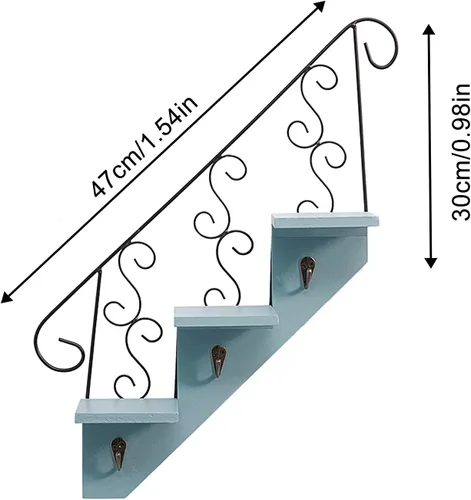 Vista 2 de Wood Shelf Wall Mounted of 3 Tier Decorative Floating Shelves Wall Shelves Metal Hanging Shelf for Bedroom Living Room Bathroom Kitchen Office