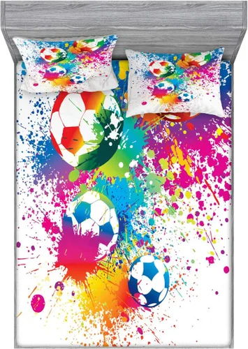 Vista 78 de Ambesonne - Juego de sábanas bajeras y fundas de almohada, diseño primaveral de acuarelas con jardín de hierbas y flores, juego de 4 piezas
