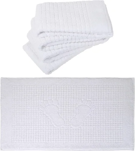 Paquete de 4 tapetes de baño de algodón para toalla de baño, juego de 4 tapetes de baño turcos, 100% algodón, reversibles, lavables, absorbentes, 18