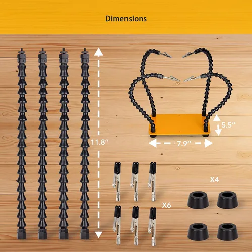 Vista 3 de KOTTO - Herramienta de soldadura Helping Hands - 4 brazos antideslizantes - Base pesada de acero con clips resistentes - Soporte para placas