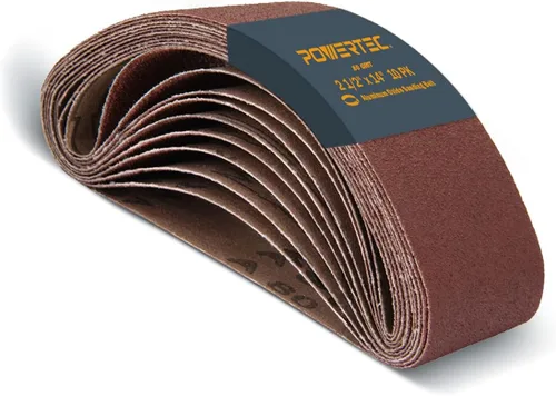 Vista 6 de POWERTEC 18 cintas de lijado de 1-1/2 x 30 pulgadas, 3 de cada una de 60, 80, 120, 150, 240, 400 granos, surtido de papel de lijadora de banda