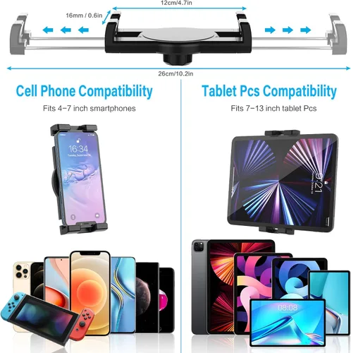 Vista 6 de Soporte de tablet para parabrisas de automóvil [brazo flexible de cuello de cisne de 13 pulgadas] Soporte de tableta de súper succión para automóvil