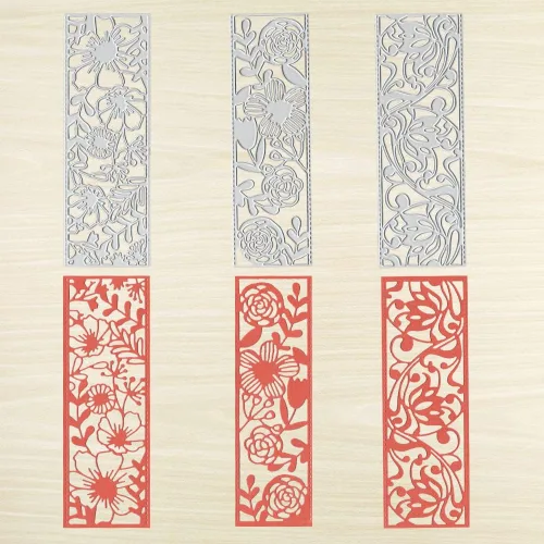Vista 5 de Estivaux 3 troqueles de corte con marco de hojas y flores para hacer tarjetas, marco rectangular con flores de vid, plantilla de grabado de metal