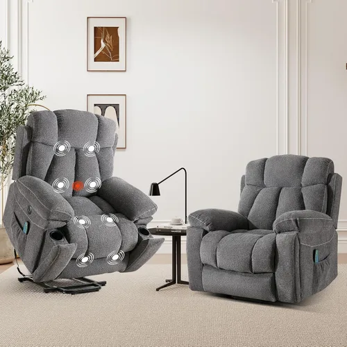Vista 19 de HAOMARKETS Power Lift Recliners with Massage and Heat for Elderly, Electric Lifting Recliner Chair with Cup Holders & USB Port, Oversized Reclining