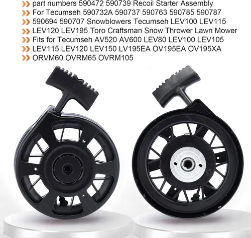 Vista 5 de Hipa 590739 Arrancador de retroceso compatible con Tecumseh LV195EA LEV120 LEV100 Lawn Boy Toro 20016 20017 20018 20019 Walk BehindLawn Mower
