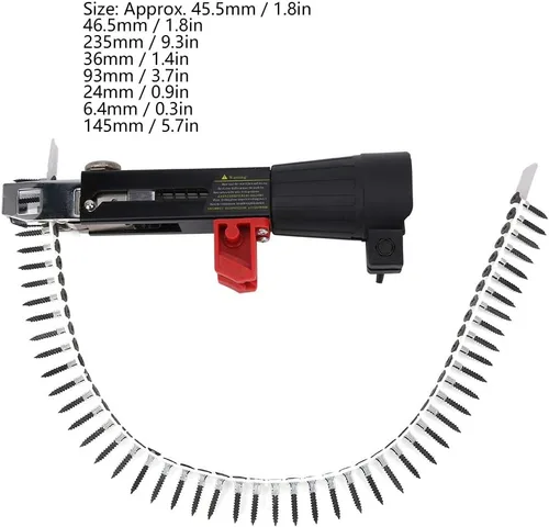 Vista 4 de Pistola automática de clavos de cadena para carpintería, cadena de taladro eléctrico de 1.791 in a 5.709 in, rango de mandril automático, adaptador