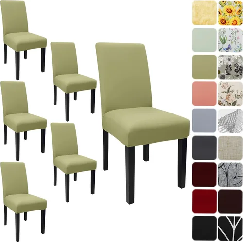 Vista 33 de Fundas para sillas de comedor, juego de 2 fundas, con patrón elástico Parsons, de elastano, extraíbles y lavables, protector para sillas de cocina