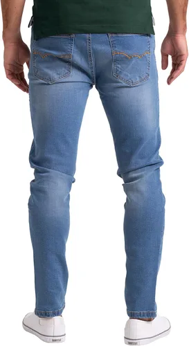 Vista 3 de Pantalones de mezclilla para hombre, corte ajustado, algodón elástico, clásico, recto, esencial, cómodo, flexible, 28W-40W