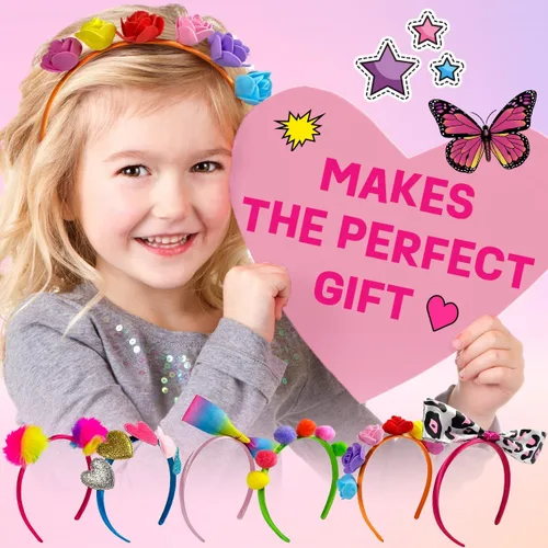 Vista 8 de Kit de fabricación de diademas para niñas, haz tus propias diademas de moda para niñas, accesorios para el cabello de bricolaje para niñas de 4 a 6