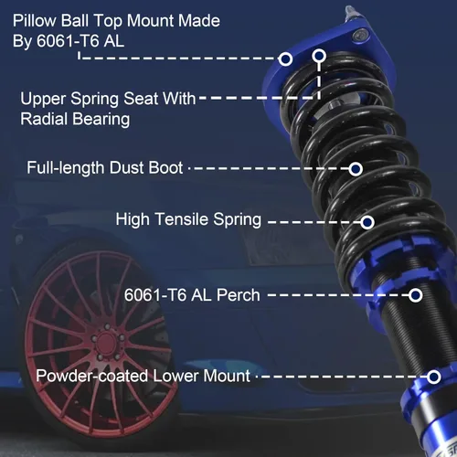 Vista 5 de JDMSPEED Nuevo reemplazo completo azul del equipo de la suspensión del choque de los puntales del coilover para Mazda Miata 1989-2005