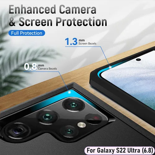 Vista 8 de for Galaxy S22 Ultra 6.8 Inch Double Layer Hybrid Military Grade Rugged Shock Resistant Drop Case with 1 PCS Magnetic Car Mount and 1 PCS HD