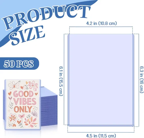 Vista 3 de Vmiapxo Paquete de 50 fundas de plástico duro de 4 x 6 pulgadas, funda impermeable para tarjetas de intercambio, tarjetas de béisbol deportivas