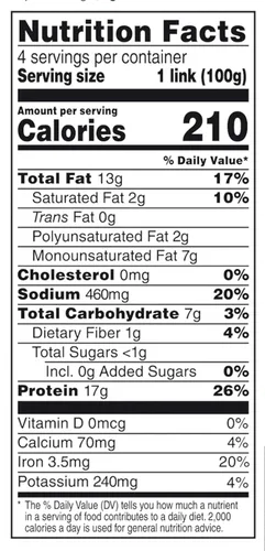 Vista 4 de Beyond Meat Beyond Sausage Salchichas de Cena a Base de Plantas, Brat Original 14 oz