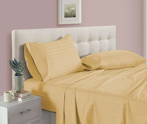 Vista 45 de Top - Juego de sábanas de cabeza dividida tamaño King, base de cama ajustable, sábanas King a rayas gris claro 100% algodón egipcio que se adapta a