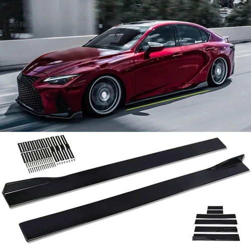 Vista 9 de JMTBNO Faldas laterales universales de fibra de carbono de 6.6 ft/78.7 pulgadas, kit de cuerpo de panel de extensión basculante, divisor de labios