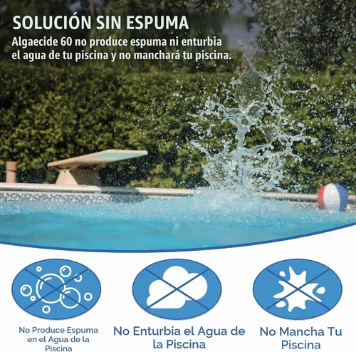 Vista 4 de Doheny's Algicida 60 Grado profesional, sin metales y sin espuma Previene todo tipo de algas Sin manchas, sin turbias Seguro para piscinas
