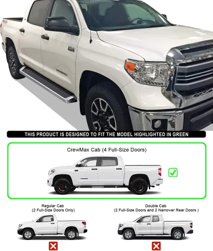 Vista 4 de APS, estribos estilo barras Nerf compatibles con Toyota Tundra 2007-2021 CrewMax (barras laterales de escalones laterales)
