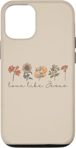 Vista 27 de iPhone 12 Pro Max Love Like Jesus Boho Flowers Bible Scripture Religious Faith Case