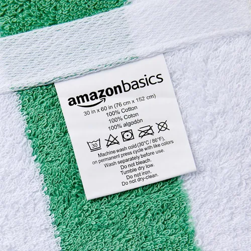 Vista 3 de Yaxa Basics - Paquete de 2 toallas grandes de 100% algodón terry con diseño cabana a rayas, suaves y absorbentes, de secado rápido, para piscina