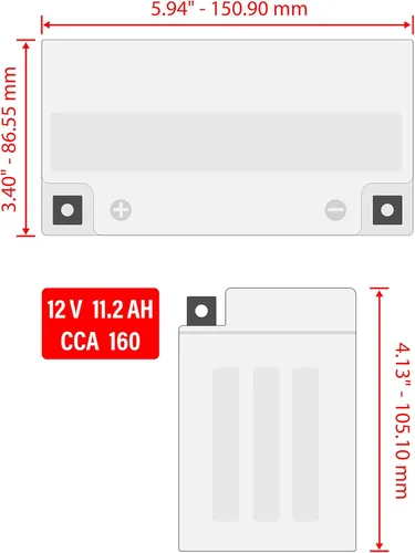 Vista 2 de Caltric Agm - Batería compatible con Honda Vt1100C3 Vt-1100C3 Shadow Aero 1100 1998-2000
