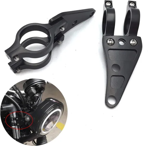 Vista 7 de HTT - Abrazaderas de señal de giro para motocicleta de 35 mm, soporte de faro negro para Chopper Cafe Racer, compatible con CBR Universal, Kawasaki